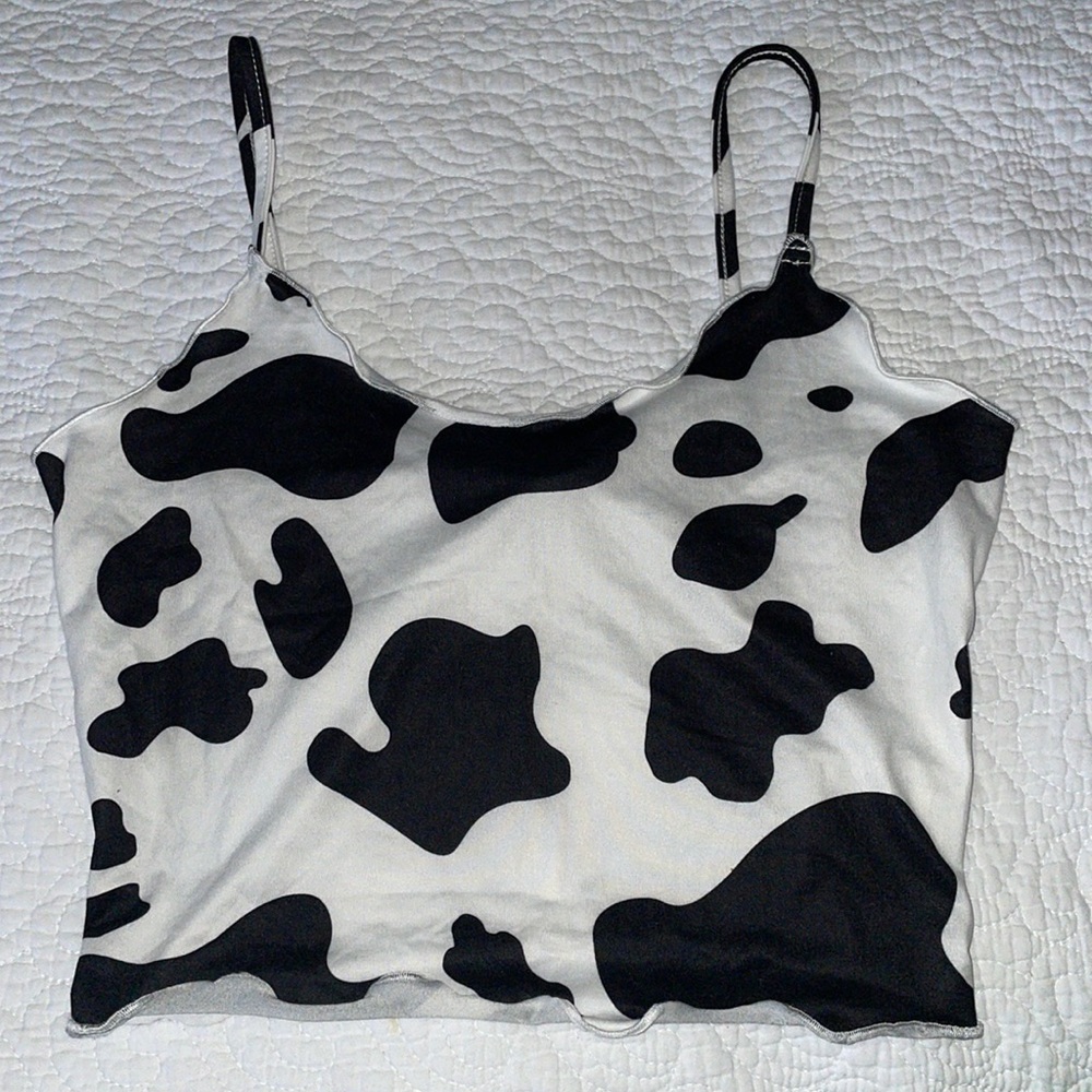 SHIEN Cow Print Cropped Top